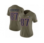 Women Nike New England Patriots #87 Rob Gronkowski Limited Olive 2017 Salute to Service NFL Jersey