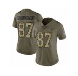 Women Nike New England Patriots #87 Rob Gronkowski Limited Olive Camo 2017 Salute to Service NFL Jersey