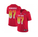 Women Nike New England Patriots #87 Rob Gronkowski Red Stitched NFL Limited AFC 2018 Pro Bowl Jersey