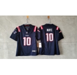 Women's New England Patriots #10 Drake Maye 2024 F.U.S.E. Navy Vapor Untouchable Limited Stitched Jersey