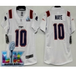 Women's New England Patriots #10 Drake Maye Limited White Super Bowl LX Vapor Jersey