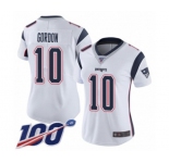 Women's New England Patriots #10 Josh Gordon White Vapor Untouchable Limited Player 100th Season Football Jersey
