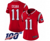 Women's New England Patriots #11 Julian Edelman Limited Red Inverted Legend 100th Season Football Jersey