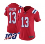 Women's New England Patriots #13 Phillip Dorsett Red Alternate Vapor Untouchable Limited Player 100th Season Football Jersey
