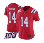 Women's New England Patriots #14 Steve Grogan Red Alternate Vapor Untouchable Limited Player 100th Season Football Jersey
