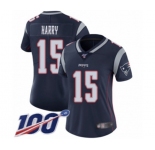 Women's New England Patriots #15 N'Keal Harry Navy Blue Team Color Vapor Untouchable Limited Player 100th Season Football Jersey