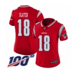 Women's New England Patriots #18 Matthew Slater Limited Red Inverted Legend 100th Season Football Jersey