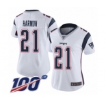 Women's New England Patriots #21 Duron Harmon White Vapor Untouchable Limited Player 100th Season Football Jersey