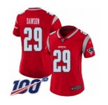 Women's New England Patriots #29 Duke Dawson Limited Red Inverted Legend 100th Season Football Jersey