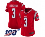 Women's New England Patriots #3 Stephen Gostkowski Limited Red Inverted Legend 100th Season Football Jersey
