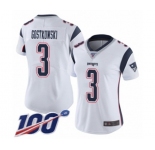 Women's New England Patriots #3 Stephen Gostkowski White Vapor Untouchable Limited Player 100th Season Football Jersey