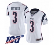 Women's New England Patriots #3 Stephen Gostkowski White Vapor Untouchable Limited Player 100th Season Football Jersey