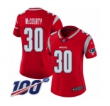 Women's New England Patriots #30 Jason McCourty Limited Red Inverted Legend 100th Season Football Jersey