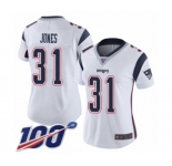 Women's New England Patriots #31 Jonathan Jones White Vapor Untouchable Limited Player 100th Season Football Jersey