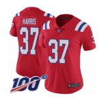 Women's New England Patriots #37 Damien Harris Red Alternate Vapor Untouchable Limited Player 100th Season Football Jersey