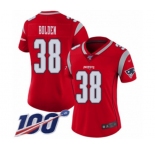 Women's New England Patriots #38 Brandon Bolden Limited Red Inverted Legend 100th Season Football Jersey