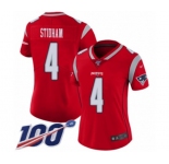 Women's New England Patriots #4 Jarrett Stidham Limited Red Inverted Legend 100th Season Football Jersey