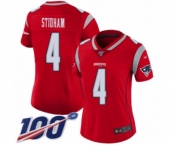 Women's New England Patriots #4 Jarrett Stidham Limited Red Inverted Legend 100th Season Football Jersey
