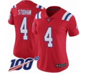 Women's New England Patriots #4 Jarrett Stidham Red Alternate Vapor Untouchable Limited Player 100th Season Football Jersey