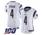 Women's New England Patriots #4 Jarrett Stidham White Vapor Untouchable Limited Player 100th Season Football Jersey