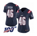 Women's New England Patriots #46 James Develin Limited Navy Blue Rush Vapor Untouchable 100th Season Football Jersey