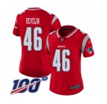 Women's New England Patriots #46 James Develin Limited Red Inverted Legend 100th Season Football Jersey