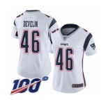 Women's New England Patriots #46 James Develin White Vapor Untouchable Limited Player 100th Season Football Jersey