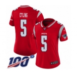 Women's New England Patriots #5 Danny Etling Limited Red Inverted Legend 100th Season Football Jersey
