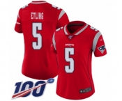 Women's New England Patriots #5 Danny Etling Limited Red Inverted Legend 100th Season Football Jersey