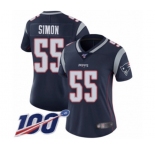 Women's New England Patriots #55 John Simon Navy Blue Team Color Vapor Untouchable Limited Player 100th Season Football Jersey