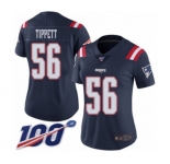 Women's New England Patriots #56 Andre Tippett Limited Navy Blue Rush Vapor Untouchable 100th Season Football Jersey