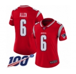 Women's New England Patriots #6 Ryan Allen Limited Red Inverted Legend 100th Season Football Jersey