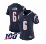 Women's New England Patriots #6 Ryan Allen Navy Blue Team Color Vapor Untouchable Limited Player 100th Season Football Jersey