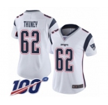 Women's New England Patriots #62 Joe Thuney White Vapor Untouchable Limited Player 100th Season Football Jersey