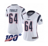 Women's New England Patriots #64 Hjalte Froholdt White Vapor Untouchable Limited Player 100th Season Football Jersey