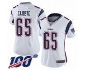 Women's New England Patriots #65 Yodny Cajuste White Vapor Untouchable Limited Player 100th Season Football Jersey