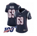 Women's New England Patriots #69 Shaq Mason Navy Blue Team Color Vapor Untouchable Limited Player 100th Season Football Jersey