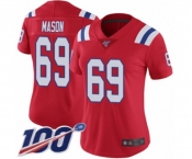 Women's New England Patriots #69 Shaq Mason Red Alternate Vapor Untouchable Limited Player 100th Season Football Jersey