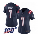 Women's New England Patriots #7 Jake Bailey Limited Navy Blue Rush Vapor Untouchable 100th Season Football Jersey