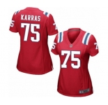 Women's New England Patriots #75 Ted Karras Game Red Alternate Football Jersey