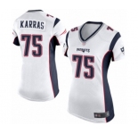 Women's New England Patriots #75 Ted Karras Game White Football Jersey