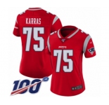 Women's New England Patriots #75 Ted Karras Limited Red Inverted Legend 100th Season Football Jersey