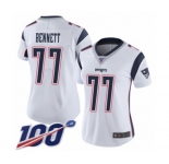 Women's New England Patriots #77 Michael Bennett White Vapor Untouchable Limited Player 100th Season Football Jersey