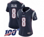 Women's New England Patriots #8 Jamie Collins Navy Blue Team Color Vapor Untouchable Limited Player 100th Season Football Jersey