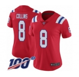 Women's New England Patriots #8 Jamie Collins Red Alternate Vapor Untouchable Limited Player 100th Season Football Jersey