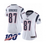 Women's New England Patriots #87 Rob Gronkowski White Vapor Untouchable Limited Player 100th Season Football Jersey