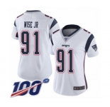 Women's New England Patriots #91 Deatrich Wise Jr White Vapor Untouchable Limited Player 100th Season Football Jersey