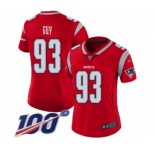 Women's New England Patriots #93 Lawrence Guy Limited Red Inverted Legend 100th Season Football Jersey