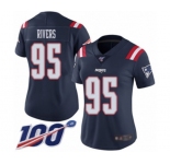 Women's New England Patriots #95 Derek Rivers Limited Navy Blue Rush Vapor Untouchable 100th Season Football Jersey
