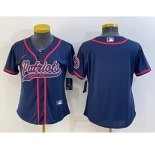 Women's New England Patriots Blank Navy With Patch Cool Base Stitched Baseball Jersey